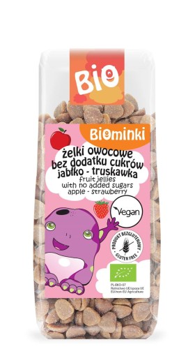 Żelki Owocowe Bez Dodatku Cukrów Jabłko - Truskawka Bezglutenowe BIO 150 g Biominki