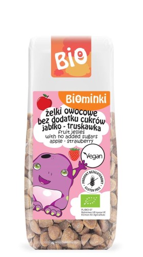 Żelki Owocowe Bez Dodatku Cukrów Jabłko - Truskawka Bezglutenowe BIO 75 g Biominki