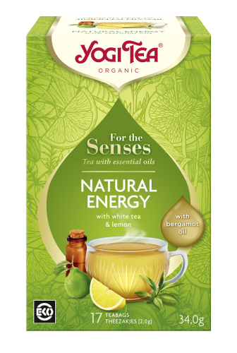 Herbata Biała dla Zmysłów Naturalna Energia z Ziołami, Olejkiem z Cytryny i z Bergamotki (For The Senses Natural Energy) BIO (17 x 2 g) 34 g Yogi Tea