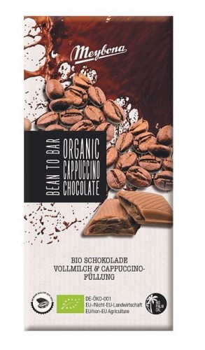 Czekolada Mleczna z Nadzieniem o Smaku Cappuccino BIO 100 g Meybona
