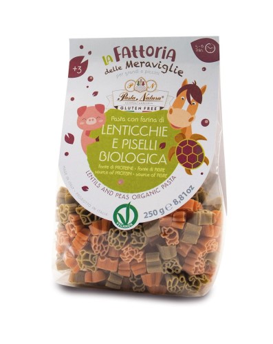 Makaron z Soczewicy i Groszku dla Dzieci Zwierzęta Bezglutenowy BIO 250 g Pasta Natura