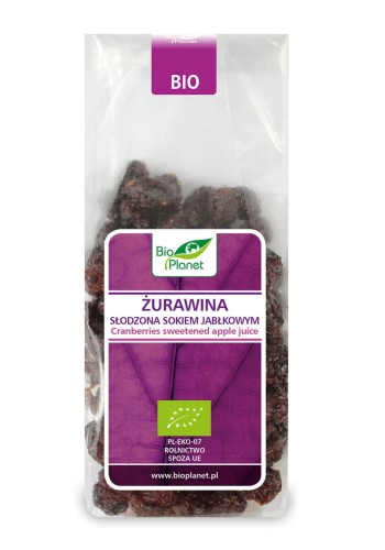 Żurawina Słodzona Sokiem Jabłkowym BIO 100 g Bio Planet
