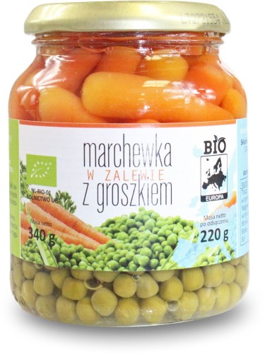 Marchewka z Groszkiem w Zalewie w Słoiku BIO 340 g Bio Europa