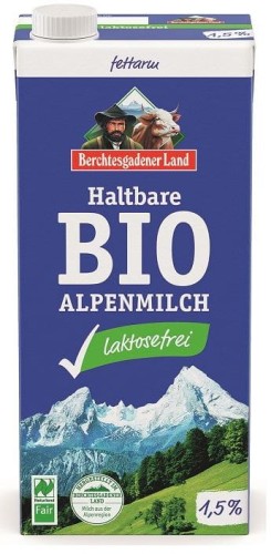 Mleko Alpejskie UHT o Obniżonej Zawartości Laktozy (min. 1,5 % tłuszczu) BIO 1 litr Berchtesgadener Land