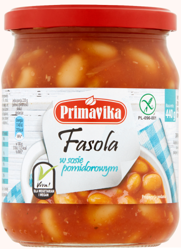 Fasola w Sosie Pomidorowym Bezglutenowa 440 g Primavika