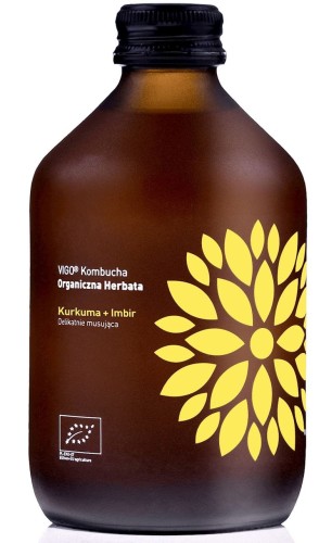 Kombucha z Kurkumą i Imbirem Bezglutenowa BIO 330 ml Vigo