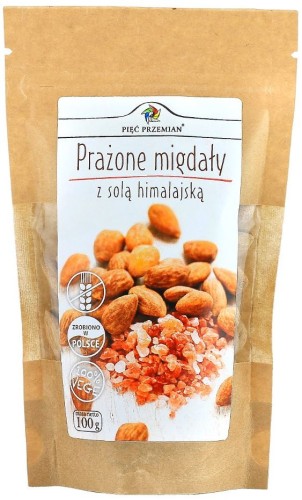Migdały Prażone z Solą Kłodawską Bezglutenowe 100 g Pięć Przemian