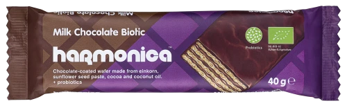 Wafelek z Samopszy z Kremem Mleczno - Kakaowym w Polewie z Mlecznej Czekolady z Probiotykami BIO 40 g Harmonica