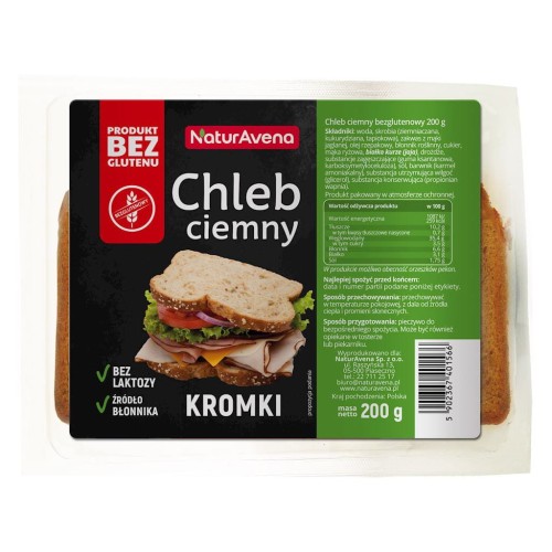 Chleb Ciemny Naturalny Bezglutenowy 200 g Naturavena