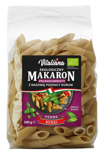 Makaron z Razowej Pszenicy Durum Penne BIO 500 g Vitaliana