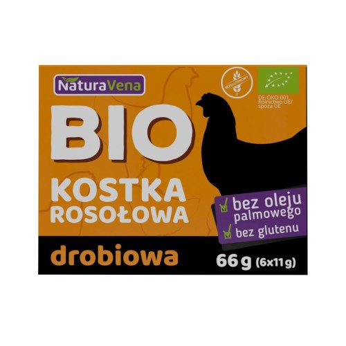 Kostka Rosołowa Drobiowa Bezglutenowa BIO 66 g Naturavena