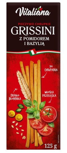 Paluszki Grissini z Pomidorami i Bazylią 125 g Vitaliana