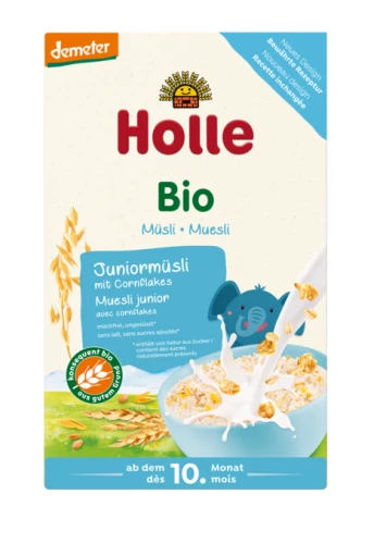 Musli Junior z Płatkami Kukurydzianymi Bez Dodatku Cukrów od 10 m-c BIO 250 g Holle