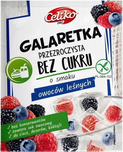 Galaretka Owoce Leśne Be Dodatku Cukru Bezglutenowa 14 g Celiko