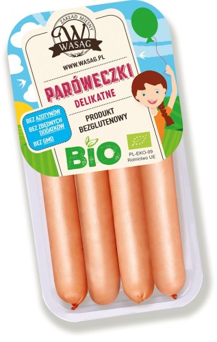 Parówki Wieprzowe Delikatne Bezglutenowe BIO 150g Wasąg