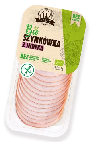 Szynkówka z Indyka Plastry Bezglutenowa BIO 130g Wasąg