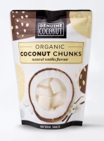 Kawałki Kokosa Świeże o Smaku Waniliowym Bezglutenowe BIO 100g Genuine Coconut