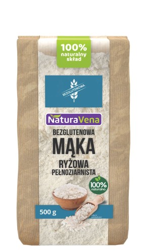 Mąka Ryżowa Pełnoziarnista Bezglutenowa 500 g Naturavena