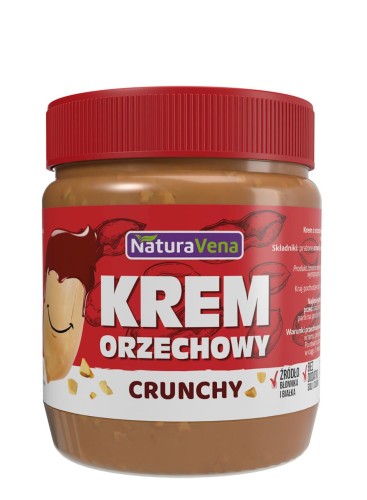Krem Orzechowy Crunchy 100% Bez Dodatku Soli i Cukrów 340 g Naturavena