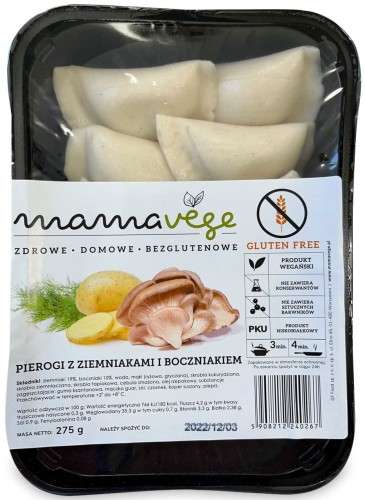 Pierogi z Ziemniakami i Boczniakiem Bezglutenowe 275 g Mama Vege