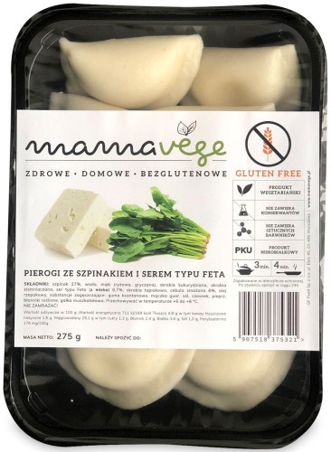 Pierogi ze Szpinakiem i Serem Typu Feta Bezglutenowe 275 g Mama Vege