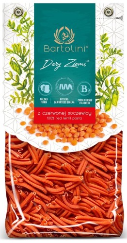 Makaron z Soczewicy Czerwonej Warkocz 250 g Bartolini