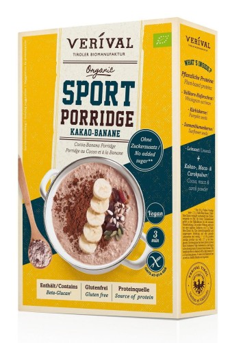 Owsianka Sport Kakaowo - Bananowa bez Dodatku Cukrów Bezglutenowa BIO 350 g Verival