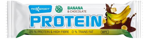 Baton Proteinowy WPI Bananowy w Mlecznej Czekoladzie Bezglutenowy 50 g Maxsport
