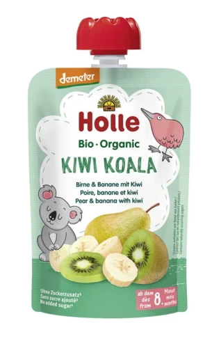 Mus w Tubce Kiwi Koala (Gruszka - Banan - Kiwi) Bez Dodatku Cukrów od 8 Miesiąca Demeter BIO 100 g Holle