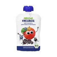 Mus Jabłko - Jagoda - Czarna Porzeczka - Jeżyna Bez Dodatku Cukrów Bezglutenowy od 6 m-c BIO 100 g Freche Freunde