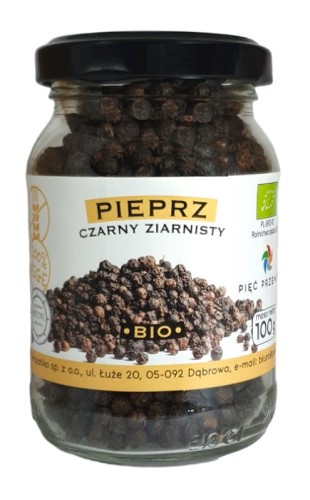 Pieprz Czarny Ziarnisty Bezglutenowy BIO 100 g Pięć Przemian