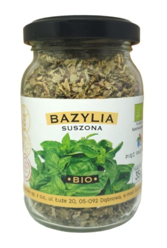 Bazylia Suszona Bezglutenowa BIO 35 g Pięć Przemian