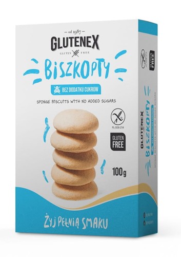 Biszkopty Bez Dodatku Cukrów Bezglutenowe 100 g Glutenex