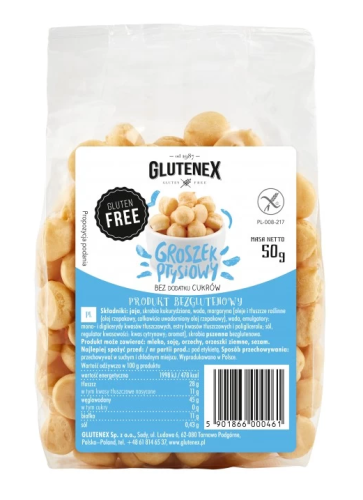Groszek Ptysiowy Bez Dodatku Cukrów Bezglutenowy 50 g Glutenex