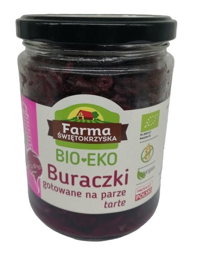 Buraczki Tarte Gotowane na Parze Bezglutenowe BIO 420 g Farma Świętokrzyska
