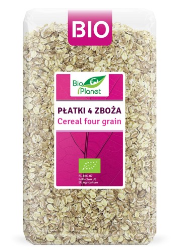 Płatki 4 Zboża (Orkisz, Owies, Jęczmień, Żyto) BIO 600 g Bio Planet