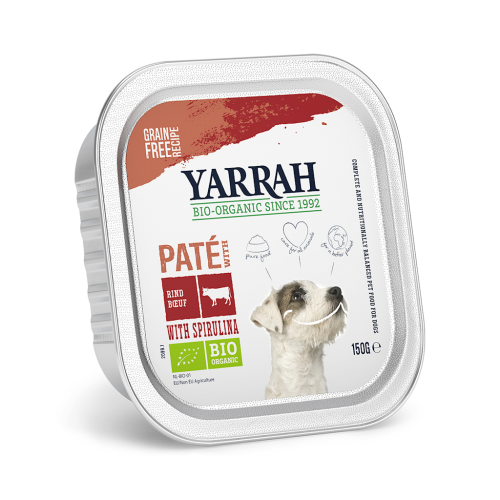 Karma dla Psa Pasztet z Wołowiną i Spiruliną Bez Zbóż BIO 150 g Yarrah