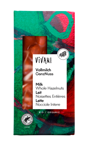 Czekolada Mleczna z Całymi Orzechami BIO 100 g Vivani