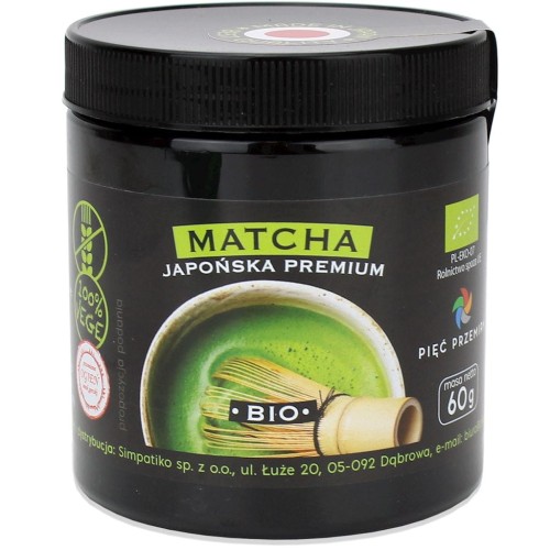 Herbata Zielona Matcha Japońska Bezglutenowa BIO 60 g Pięć Przemian