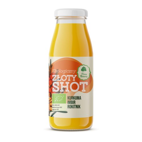 Shot złoty na odporność kurkuma - imbr - rokitnik BIO 250ml Dary Natury