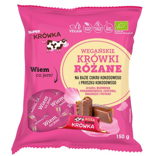 Krówki o Smaku Różanym Bezmleczne Bezglutenowe BIO 150 g Me Gusto (Super Krówka)