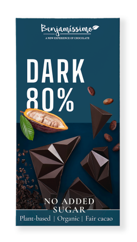 Czekolada Gorzka 80% bez Dodatku Cukrów Bezglutenowa BIO 60 g Benjamissimo