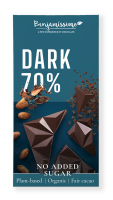 Czekolada Gorzka 70% bez Dodatku Cukrów Bezglutenowa BIO 60 g Benjamissimo