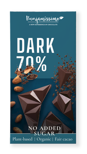 Czekolada Gorzka 70% bez Dodatku Cukrów Bezglutenowa BIO 60 g Benjamissimo