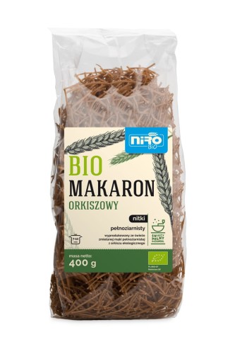 Makaron Razowy Orkiszowy Nitki BIO 400 g Niro