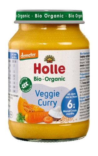 Warzywne Curry Bez Dodatku Cukrów Bezglutenowe od 6 m-c Demeter BIO 190g Słoik Holle
