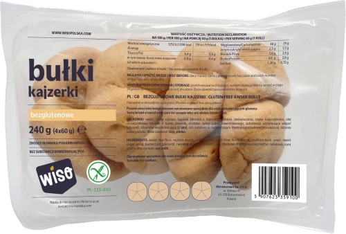 Bułki Kajzerki Bezglutenowe (4 szt.) 240g Wiso