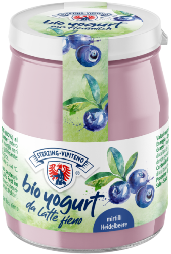 Jogurt Borówkowy z Mleka Siennego Bezglutenowy BIO 150g Słoik Sterzing-Vipiteno