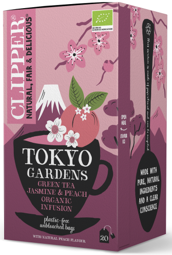 Herbata Zielona Jaśminowa o Smaku Brzoskwiniowym Tokyo Gardens BIO (20 x 2g) 40g Clipper