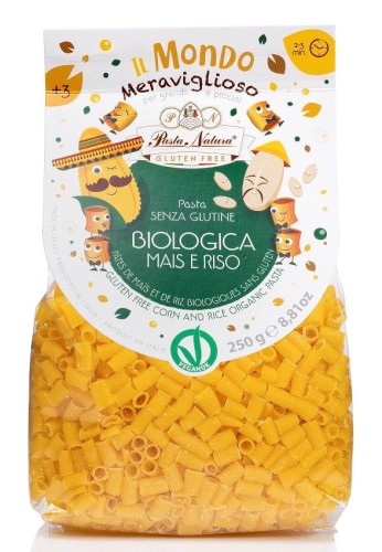 Makaron Kukurydziano Ryżowy dla Dzieci Rurka Mini Bezglutenowy BIO 250 g Pasta Natura